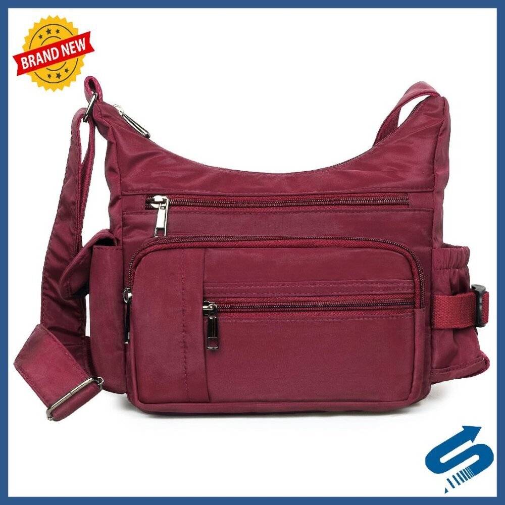 Waterproof RFID Anti-Theft Crossbody Bag with 5 Pockets, 9.8x7.9x3.5